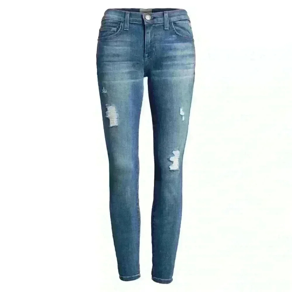 Current/Elliott The Stiletto 80s Distressed Mid Rise Jeans Womens 28 Medium Wash - Picture 7 of 13